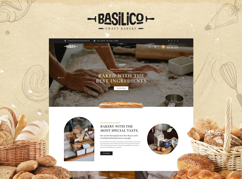 Basilico Bakery website template preview