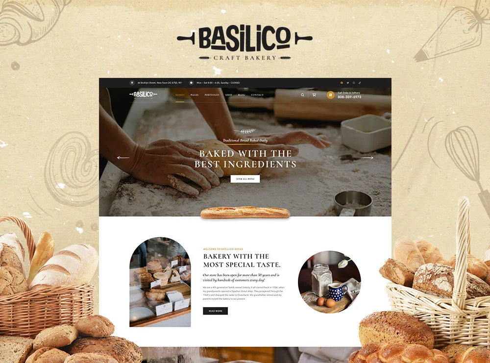 Basilico Bakery — website template preview