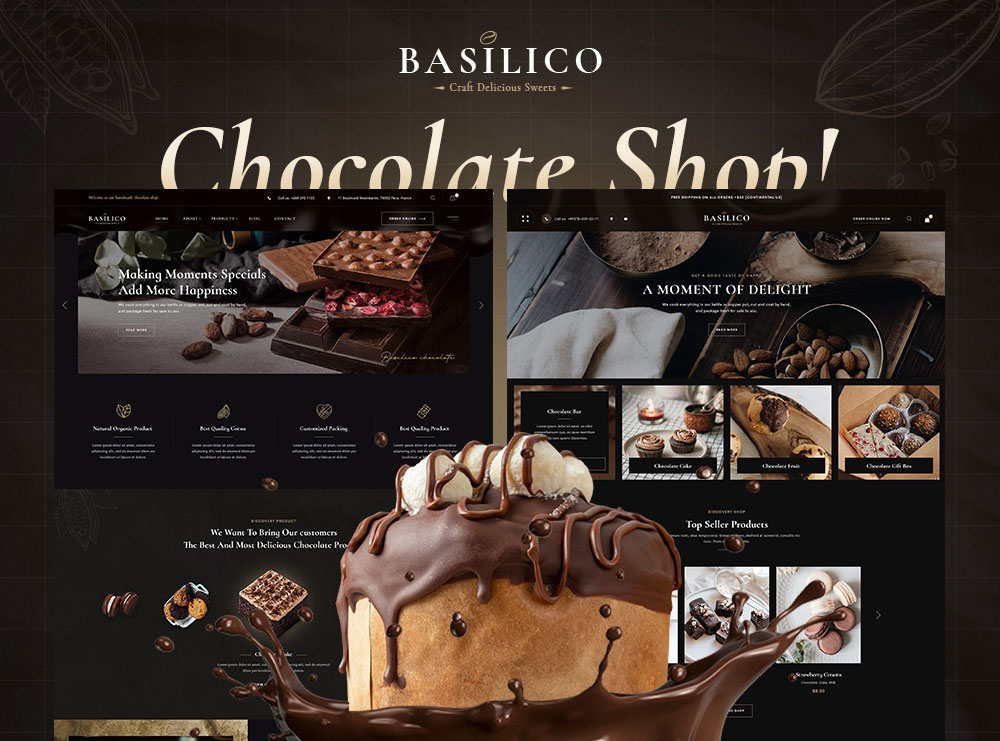 Basilico Chocolate Shop website template preview