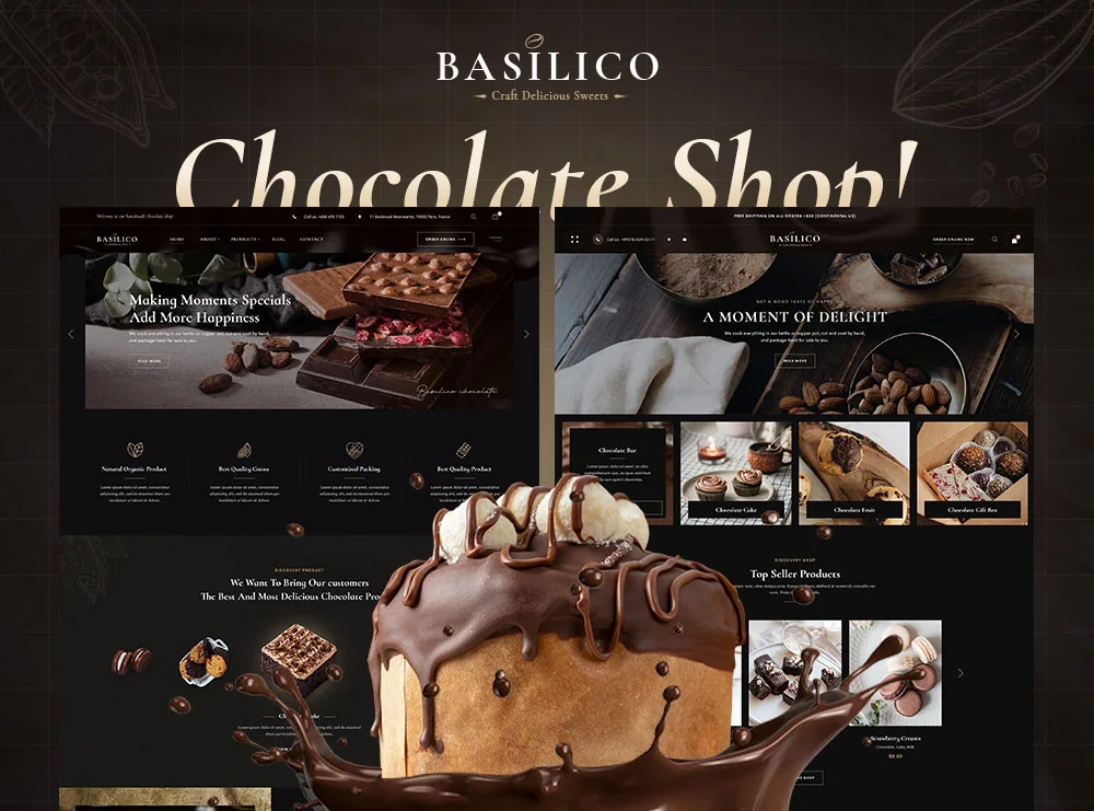 Basilico Chocolate Shop — website template preview