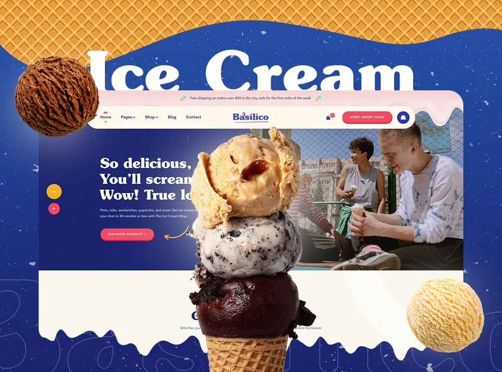 Basilico Ice Cream — website template preview