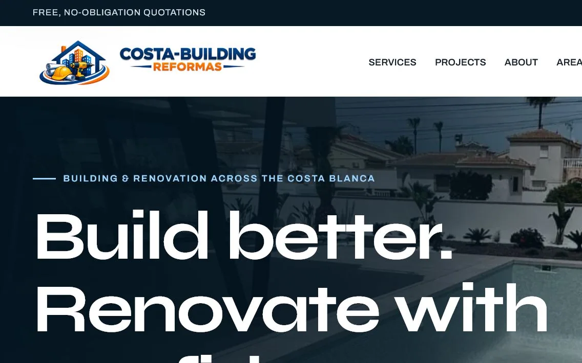 Costa Building Reformas — website designed and built by Sean McGee
