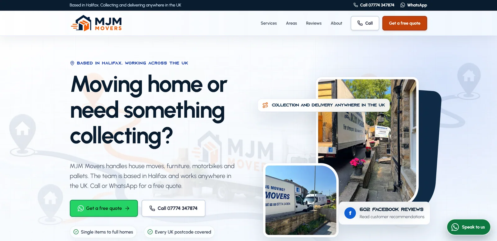 MJM Movers — website designed and built by Sean McGee