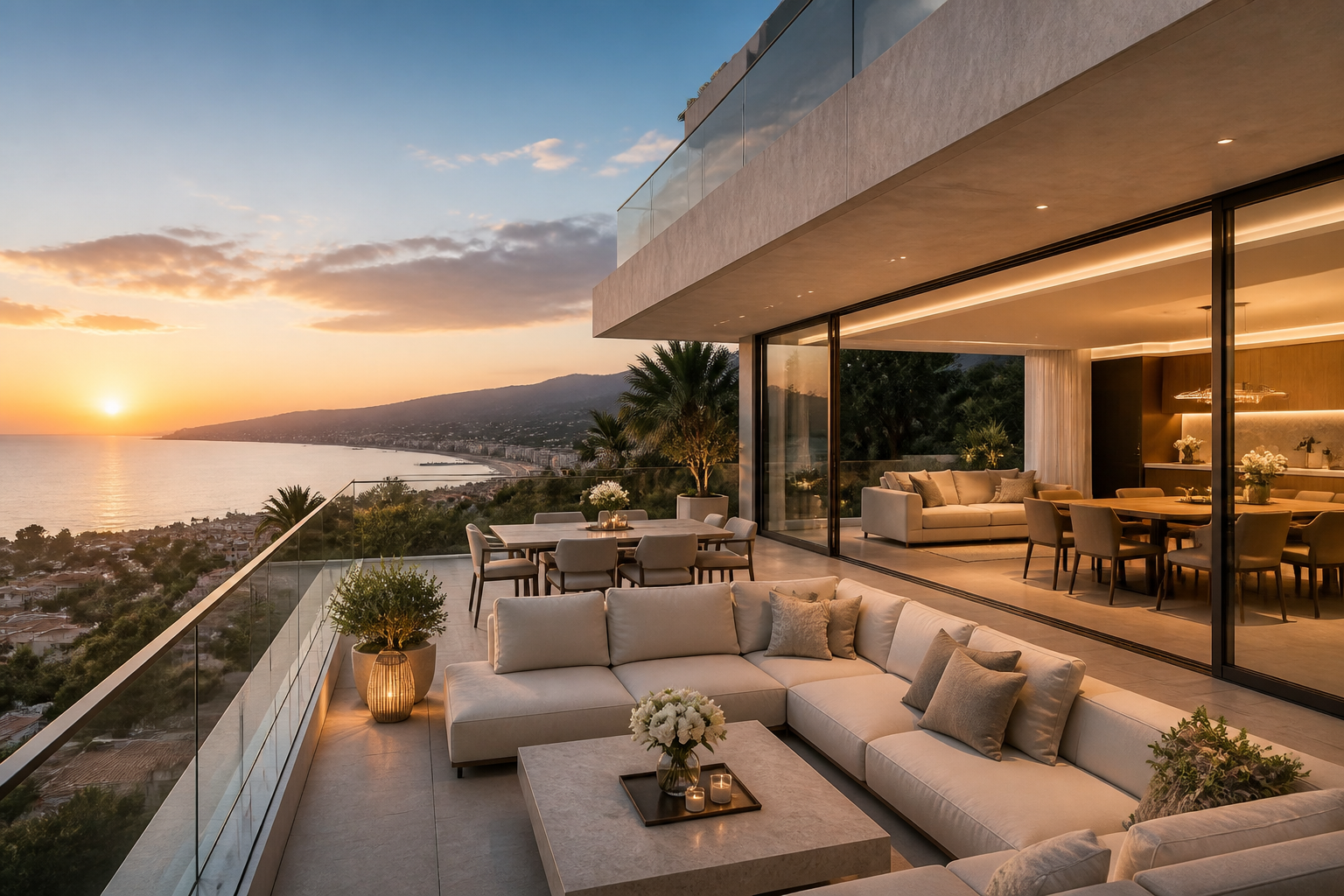 Luxury penthouse terrace with sea views on the Costa del Sol
