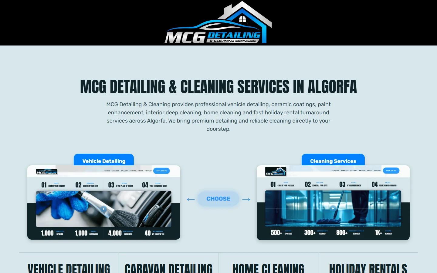 MCG Detailing & Cleaning website preview